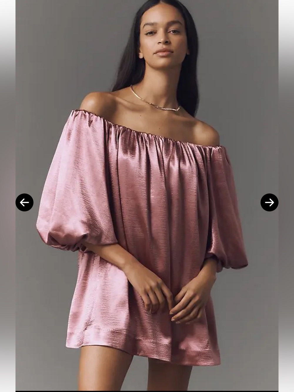 NWT Mare Mare Off-The-Shoulder Puff-Sleeve Shine Mini Dress